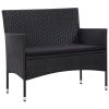 5 Piece Garden Lounge Set With Cushions Poly Rattan Black(D0102HEJCAG)