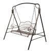 Hanging Iron Porch Swing Outdoor Patio Furniture Chair w/Armrests, Mounting Chains(D0102HHV30G)