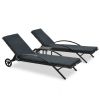 Sun Loungers with Table Poly Rattan Anthracite(D0102HEJY27)