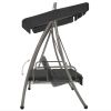 Outdoor Convertible Swing Bench with Canopy Anthracite 78"x47.2"x80.7" Steel(D0102HEJ0UG)