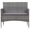 4 Piece Garden Lounge Set with Cushions Poly Rattan Gray(D0102HEJCE7)