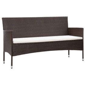 3-Seater Garden Sofa with Cushions Brown Poly Rattan(D0102HEJCAY)