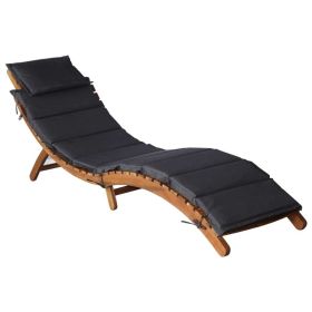 Sun Lounger with Cushion Solid Acacia Wood Dark Gray(D0102HEJ1KW)