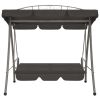 Outdoor Convertible Swing Bench with Canopy Anthracite 78"x47.2"x80.7" Steel(D0102HEJ0UG)