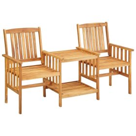 Garden Chairs with Tea Table 62.5"x24"x36.2" Solid Acacia Wood(D0102HEJCJA)