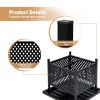 MEOOEM Patio Side Table with 1.57" Umbrella Hole Outdoor Stand Metal Bistro Table for Coffee Deck Garden Pool, Black(D0102HP64HV)