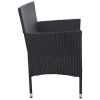 3-Seater Garden Sofa with Cushions Black Poly Rattan(D0102HEJCSV)