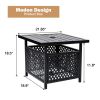 MEOOEM Patio Side Table with 1.57" Umbrella Hole Outdoor Stand Metal Bistro Table for Coffee Deck Garden Pool, Black(D0102HP64HV)