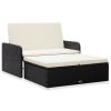 2 Piece Garden Lounge Set with Cushions Poly Rattan Black(D0102HEJB9V)