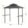 Outdoor Grill Gazebo 8 x 5 Ft, Shelter Tent, Double Tier Soft Top Canopy and Steel Frame with hook and Bar Counters, Grey-dk(D0102HP641W)