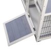 2-Tier Wooden Rabbit Hutch with Wheels, Indoor/Outdoor Pet House with Removable Tray - Gray and White(D0102HP6ZWV)