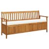 Storage Bench with Cushion 66.9" Solid Acacia Wood(D0102HEJCIV)