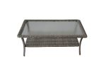 4-Piece Metal Frame Wicker Patio Conversation Set w/ Olefin Cushions(D0102HEYKIA)