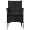 4 Piece Garden Lounge Set with Cushions Poly Rattan Black(D0102HEJCEG)