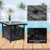 MEOOEM Patio Side Table with 1.57" Umbrella Hole Outdoor Stand Metal Bistro Table for Coffee Deck Garden Pool, Black(D0102HP64HV)