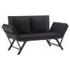 Garden Bench with Cushions 69.3" Black Poly Rattan(D0102HEJB0W)