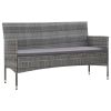 3-Seater Garden Sofa with Cushions Gray Poly Rattan(D0102HEJCSA)