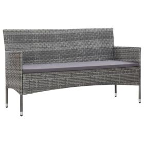 3-Seater Garden Sofa with Cushions Gray Poly Rattan(D0102HEJCSA)