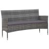 4 Piece Garden Lounge Set With Cushions Poly Rattan Gray(D0102HEJCPA)