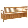 Storage Bench with Cushion 66.9" Solid Acacia Wood(D0102HEJCIV)