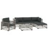 6 Piece Garden Lounge Set with Cushions Poly Rattan Gray(D0102HEJDBA)