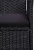 3-Seater Garden Sofa with Cushions Black Poly Rattan(D0102HEJCSV)