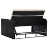 2 Piece Garden Lounge Set with Cushions Poly Rattan Black(D0102HEJB9V)