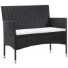 5 Piece Garden Lounge Set With Cushions Poly Rattan Black(D0102HEJCPW)