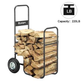 Firewood Cart 220LBS with Large Wheels, Fireplace Log Rolling Caddy Hauler, Wood Mover Outdoor Indoor Storage Holder Rack, Heavy Duty RT(D0102HEB8UG)