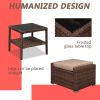 5 PCS Outdoor Patio Rattan Wicker Furniture Set with Coffee Table Sofa Cushioned  XH(D0102HEBT6U)