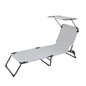 Outdoor Folding Three-Fold Camping Bed Gray (With Head Canopy) YF(D0102HEBF1A)