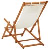 Folding Beach Chair Solid Eucalyptus Wood and Fabric Cream(D0102HPMHCY)