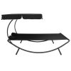 Outdoor Lounge Bed with Canopy and Pillows Black(D0102HHHWUJ)