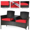 Modern Patio Conversation Set with Built-in Coffee Table and Cushions(D0102HPIFXG)