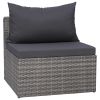 3 Piece Garden Sofa Set with Cushions Gray Poly Rattan(D0102HEJQUG)