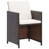5 Piece Outdoor Dining Set with Cushions Poly Rattan Brown(D0102HEJSJV)
