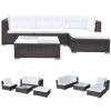 5 Piece Garden Lounge Set with Cushions Poly Rattan Brown(D0102HEJAVA)