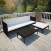 3 Piece Garden Lounge Set with Cushions Poly Rattan Black(D0102HEJE4Y)