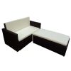 2 Piece Garden Lounge Set with Cushions Poly Rattan Brown(D0102HEJ9LY)