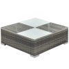 5 Piece Garden Lounge Set with Cushions Poly Rattan Gray(D0102HEJ98G)