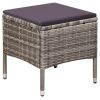 Outdoor Chair and Stool with Cushions Poly Rattan Gray(D0102HEJQLU)