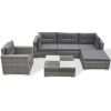6 Piece Garden Lounge Set with Cushions Poly Rattan Gray(D0102HEJACU)