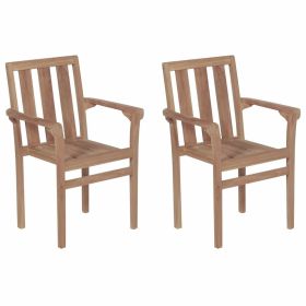 Stackable Garden Chairs 2 pcs Solid Teak Wood(D0102HEJIBY)