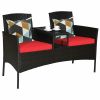 Modern Patio Conversation Set with Built-in Coffee Table and Cushions(D0102HPIFXG)