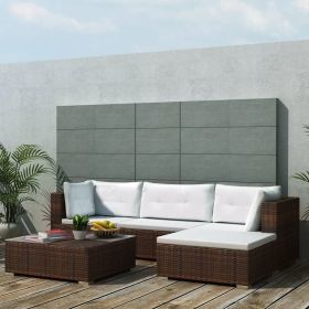 5 Piece Garden Lounge Set with Cushions Poly Rattan Brown(D0102HEJAVA)