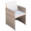 5 Piece Outdoor Dining Set with Cushions Poly Rattan Beige(D0102HEJSYV)