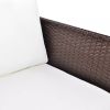 3 Piece Garden Lounge Set with Cushions Poly Rattan Brown(D0102HEJE4G)