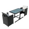 3 Piece Bistro Set with Cushions Poly Rattan Black(D0102HEJSBY)