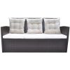 6 Piece Outdoor Dining Set with Cushions Poly Rattan Brown(D0102HEJS3W)