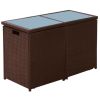 3 Piece Bistro Set with Cushions Poly Rattan Brown(D0102HEJSBU)